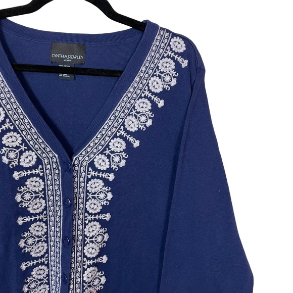 Cynthia Rowley Woman Ornate Heavily Embroidered Button Down Cotton Cardigan 3XL - Picture 5 of 16